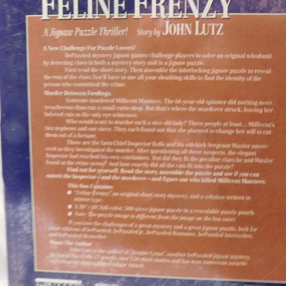 Feline Frenzy A Jigsaw Puzzle Thriller John Lutz be Puzzled SEALED BOX Vintage